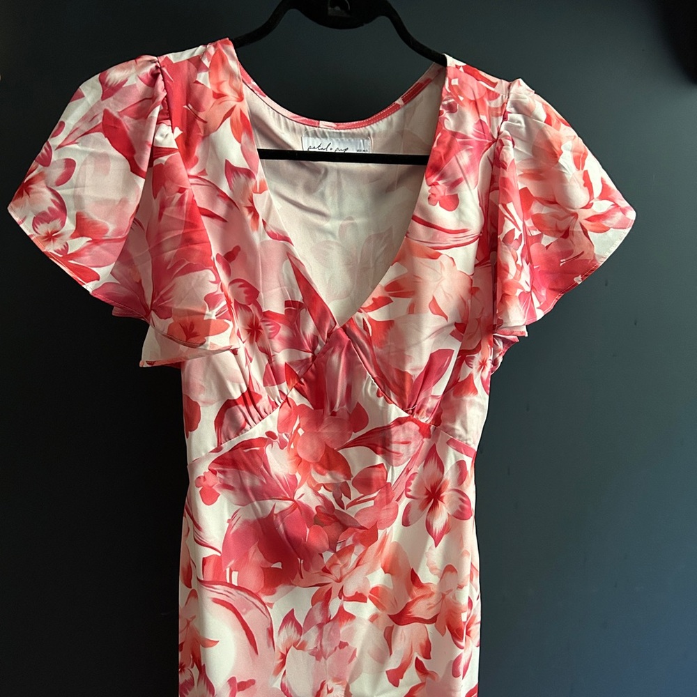Petal & Pup Pink and White Floral V-Neck Dress